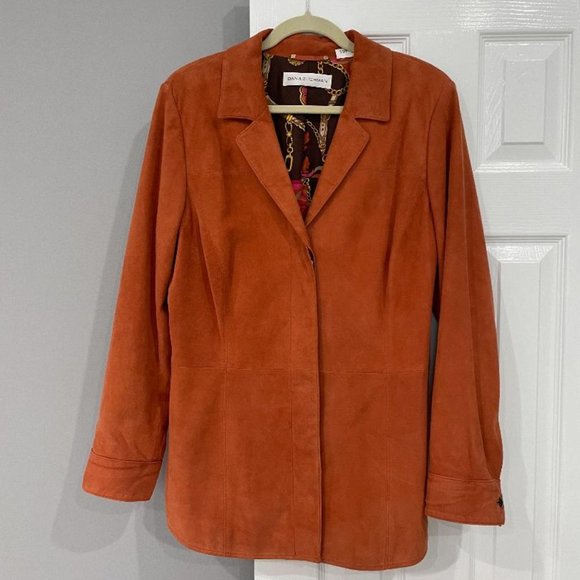 Dana Buchman EUC  size 14 burnt orange suede jacket REDUCED!!! - Picture 1 of 3